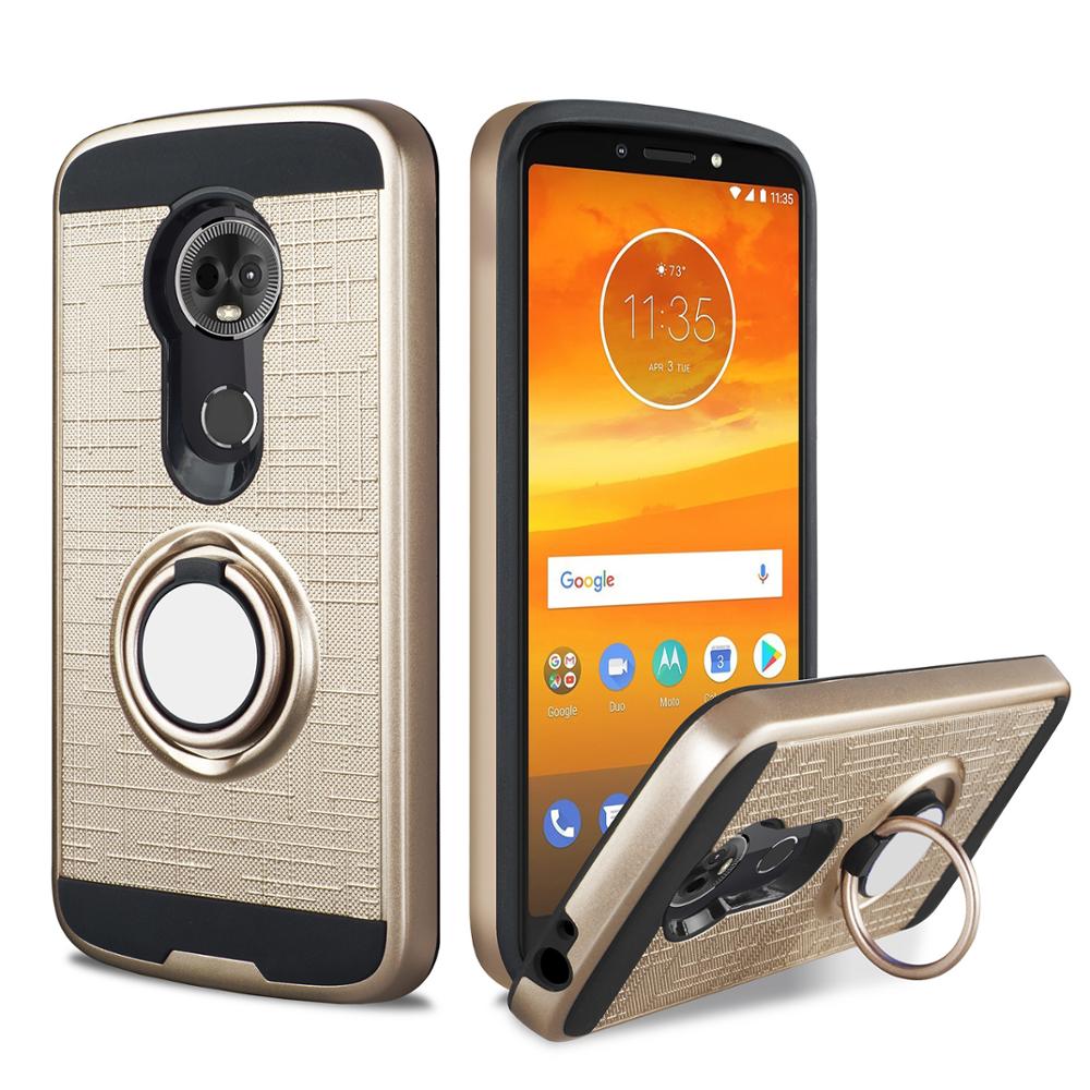 Motorola Moto G7 Power 360 Ring Kickstand Hybrid Case with Metal Plate (Gold)